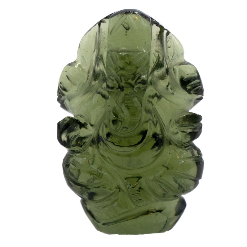 Moldavite taillée en forme de Ganesh, 3,7 g