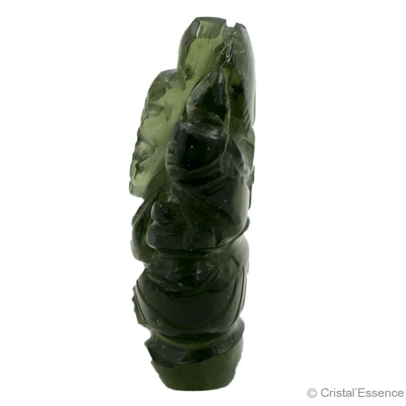 Moldavite taillée en forme de Ganesh, 3,7 g
