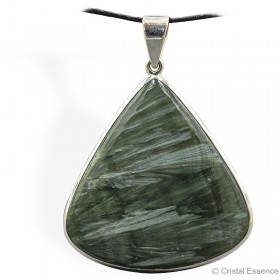 Séraphinite, grand pendentif triangle, argent