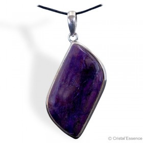 Sugilite cabochon, pendentif cerclage argent 6 g