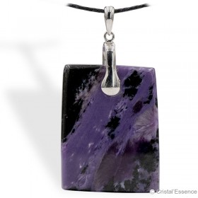 Charoïte, rectangle plat, pendentif attache argent
