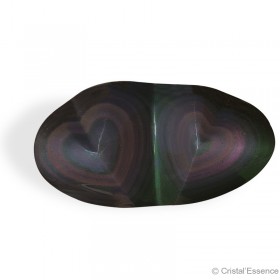 Obsidienne Arc-en-Ciel (ou Œil Céleste), cœur reflet rose et vert