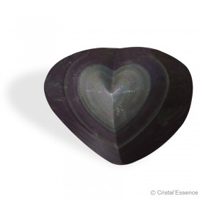 Obsidienne Arc-en-Ciel (ou Œil Céleste), cœur reflet rose et vert