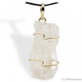 Phénacite du Brésil, pendentif plaqué or
