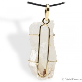 Phénacite du Brésil, pendentif plaqué or