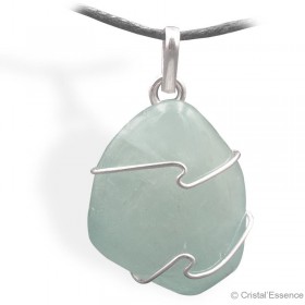 Aigue marine roulée, pendentif argent