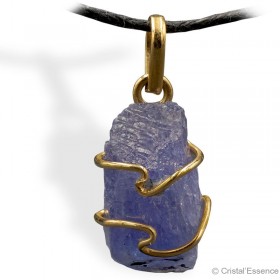 Pendentif pierre brute Tanzanite avec cerclage plaqué or