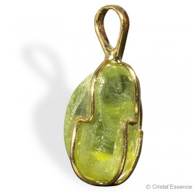 Péridot roulé, pendentif plaqué or