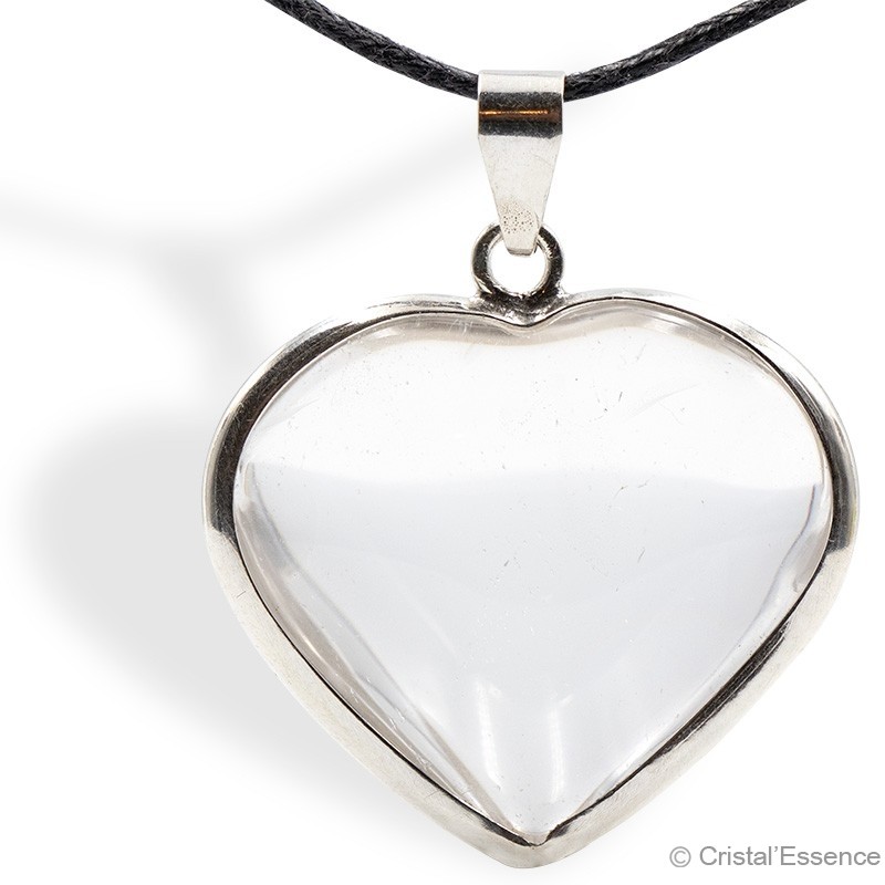 Pendentif Cœur En Cristal De Roche Lebensquelle Plus - Environ 2x2 Cm, Semi-transparent, Avec œillet