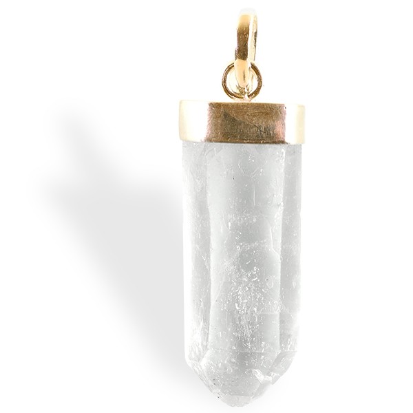 Pendentif Cristal de roche brut, montage plaqué or - Lithothérapie - Cristal  Essence