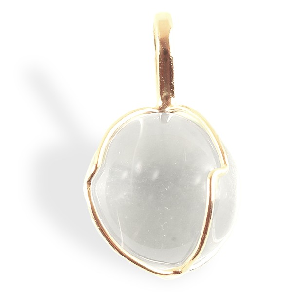 Cristal de roche, pendentif sphère, plaqué or