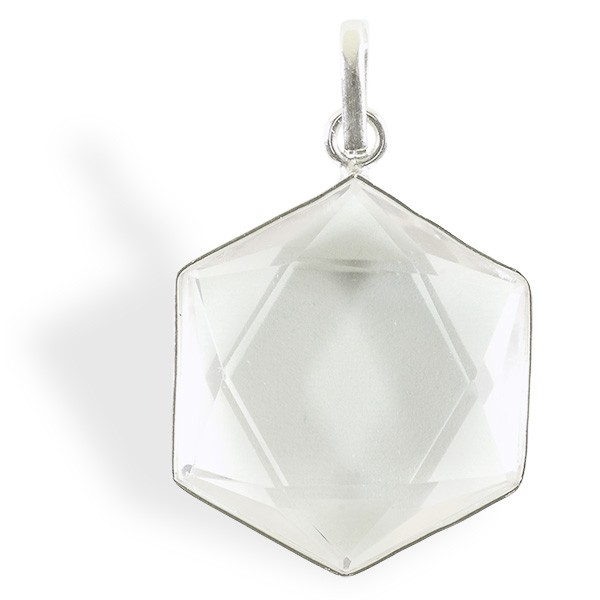 Pendentif Cristal de roche étoile taillé en forme de Salomon pour la protection