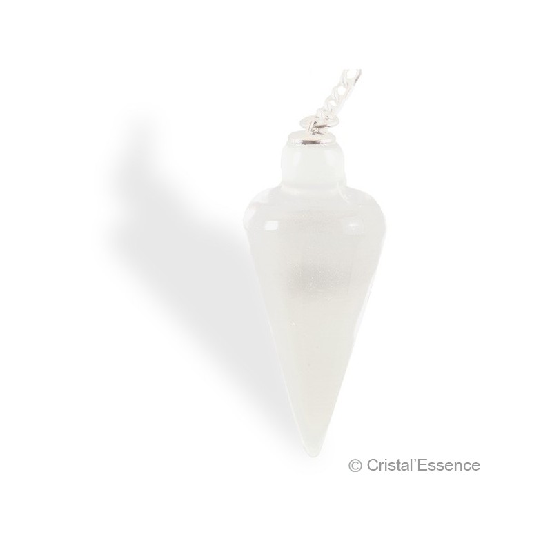 Pendule Cristal de roche en forme de toupie pour la radiesthésie