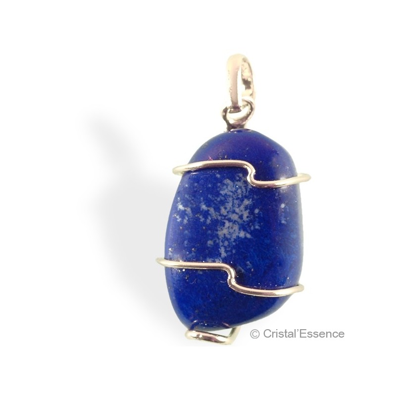 Lapis-Lazuli roulé, pendentif argent