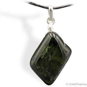 Tourmaline vert foncé roulée, pendentif attache