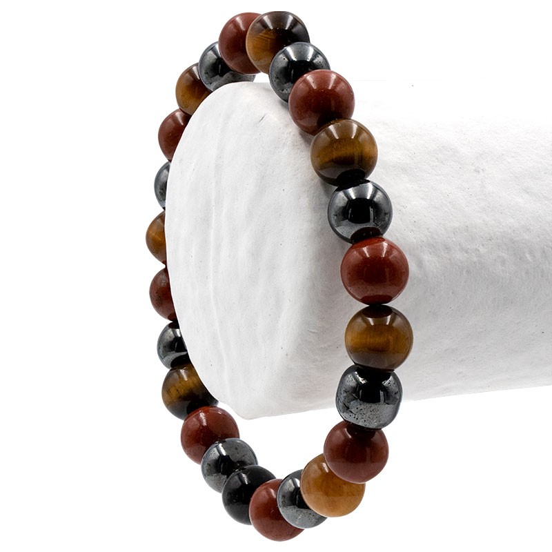 Bracelet "Vitalité", Jaspe rouge, Hématite et Œil de Tigre pour retrouver de l'énergie.