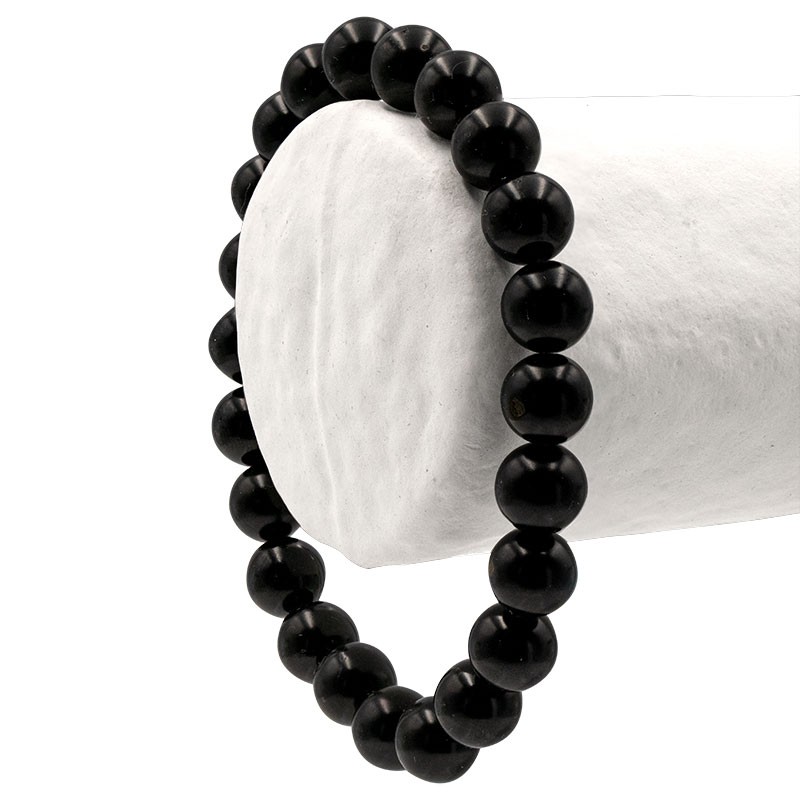 Bracelet Spinelle noir, perles de 6,5 ou 8 mm, contre la magie noire.
