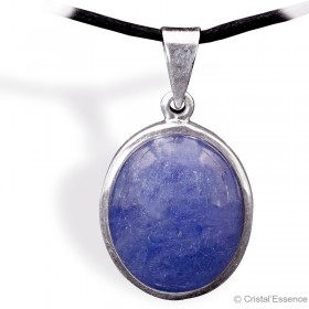 Pendentif pierre taillée ovale Tanzanite cerclé argent