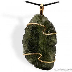 Moldavite brut, pendentif plaqué or, 12 g