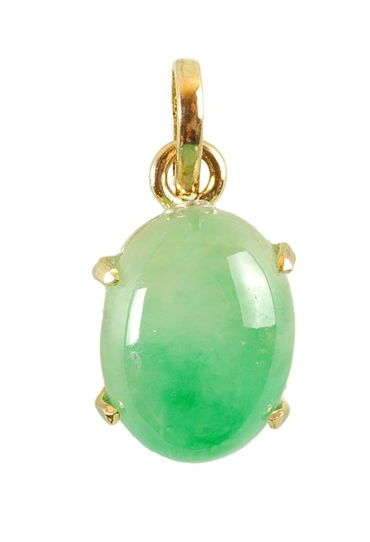 Pierre Jade Jadéite en pendentif cabochon plaqué or