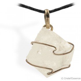 Phénacite de Birmanie, cristal, pendentif plaqué or 5,1 g