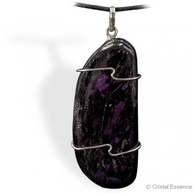 Sugilite plaque, pendentif argent