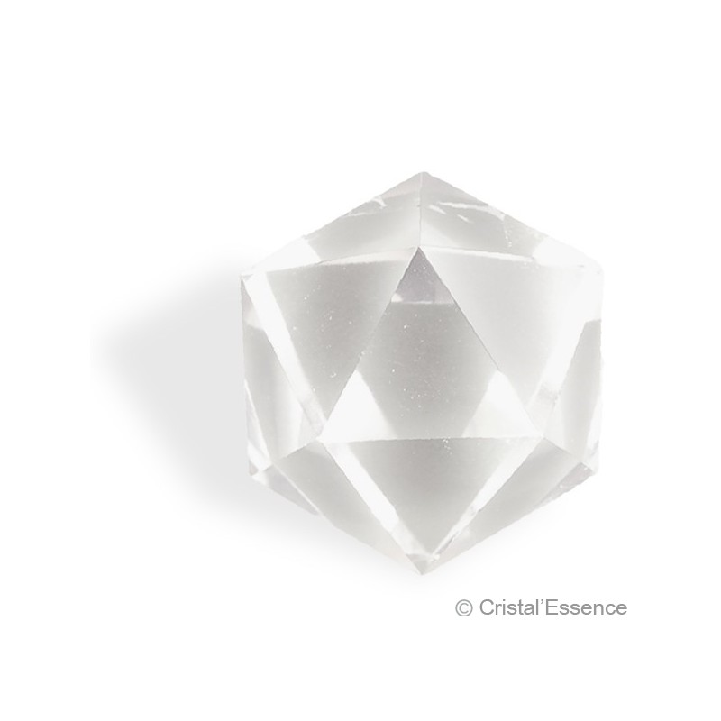 Isocaèdre Cristal de roche avec 20 triangles équilatéraux pour faire circuler l'énergie
