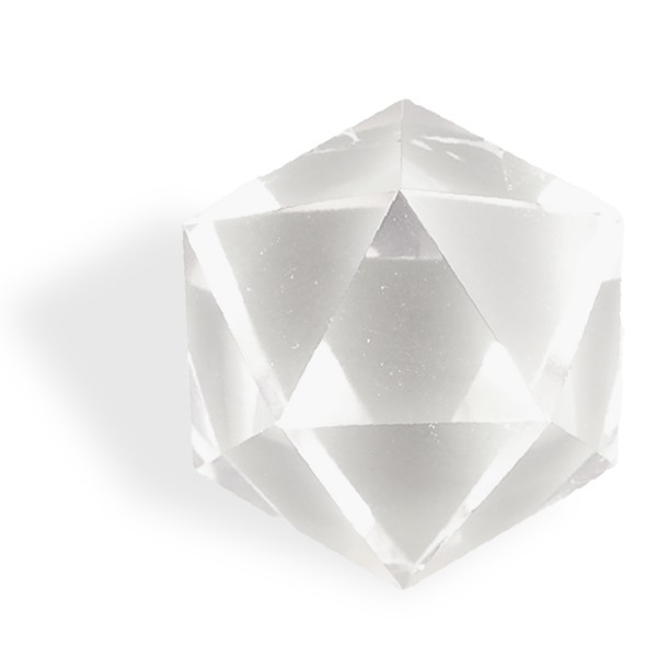 Isocaèdre Cristal de roche avec 20 triangles équilatéraux pour faire circuler l'énergie