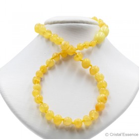 Ambre, collier bébé, poli jaune laiteux