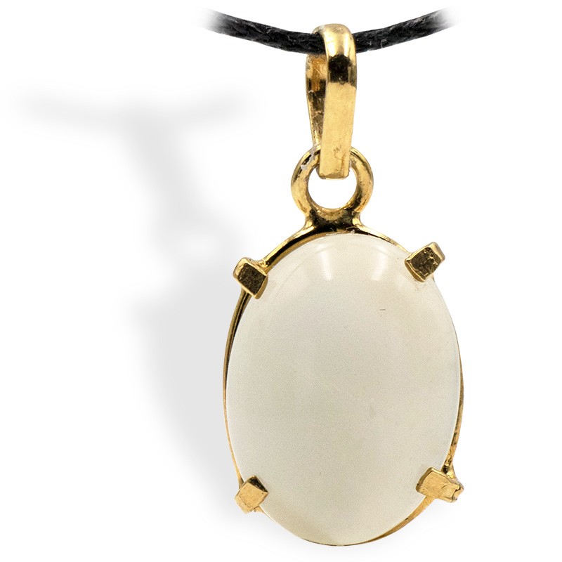 Pierre de Lune crème, cabochon ovale, pendentif