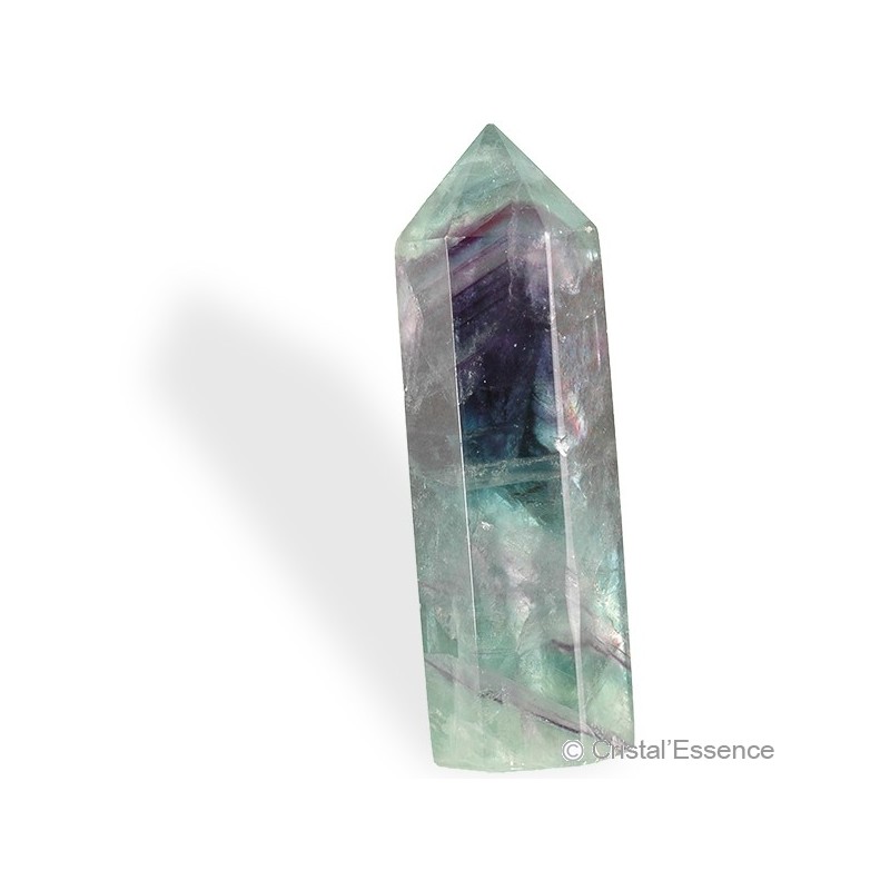 Fluorite multicolore taillée, prisme