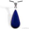 Pendentif Lapis-lazuli, cabochon goutte étroit, montage argent, qualité AAA, pour l'intuition et l'imagination.