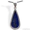 Pendentif Lapis-lazuli, cabochon goutte étroit, montage sur argent, qualité AAA, pour l'intuition et l'imagination.
