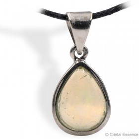 Opale Noble d'Éthiopie, cabochon goutte, pendentif argent