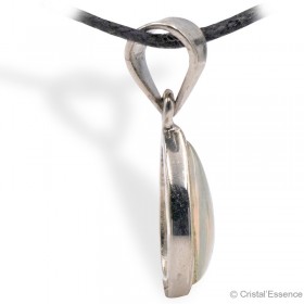 Opale Noble d'Éthiopie, cabochon goutte, pendentif argent