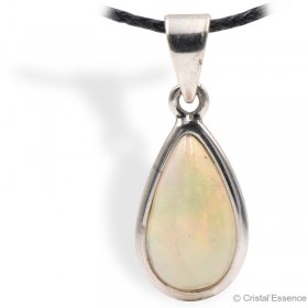 Opale Noble d'Éthiopie, cabochon goutte allongée, pendentif argent