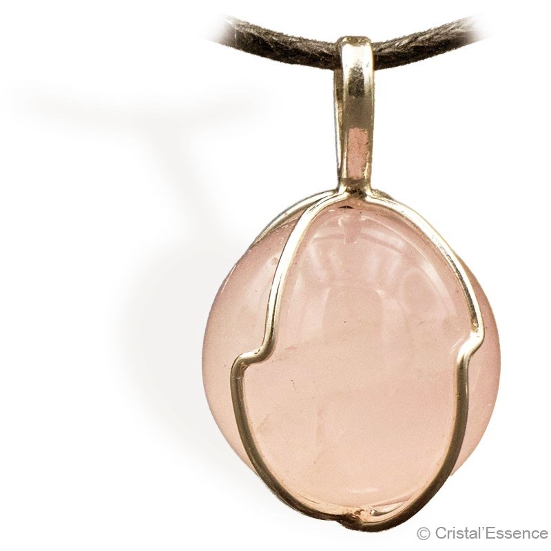 Quartz rose, pendentif sphère, argent