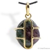 Pierre Tourmaline melon d'eau, pendentif plaqué or, pour le cœur