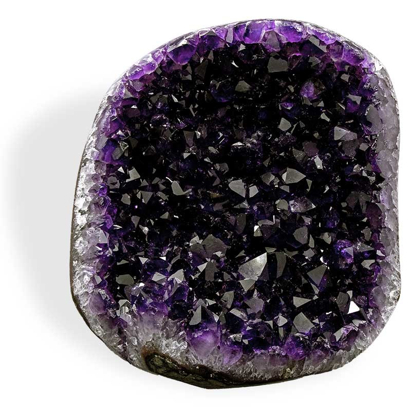 Plaque petits cristaux Améthyste d'Uruguay, belle couleur violette