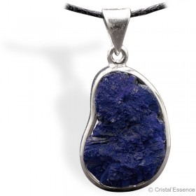 Pierre Azurite rare, en pendentif sur monture argent