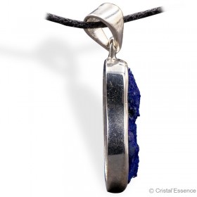 Pierre Azurite pendentif rare, monté sur argent