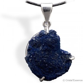 Pierre Azurite unique, monté en pendentif sur argent