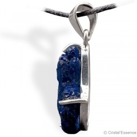 Pierre Azurite unique, montage sur argent, en pendentif