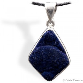 Pierre Azurite unique, montage en pendentif sur argent