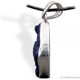Pierre Azurite unique en pendentif, montage sur argent