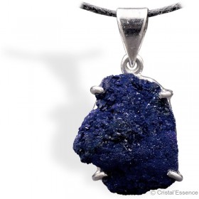 Azurite, cristallisée, pendentif 4 griffes argent, 8,4 g