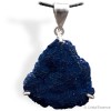 Pierre Azurite cristallisée, pendentif 3 griffes argent