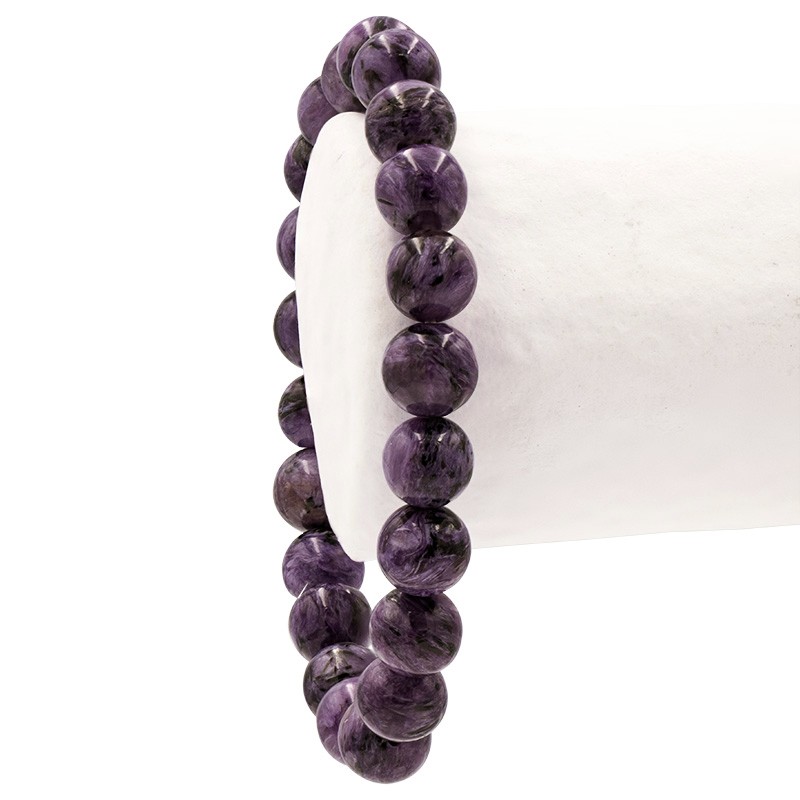 Bracelet Charoïte, qualité AA, perles de 8 à 9 mm, contre les angoisses et les peurs.