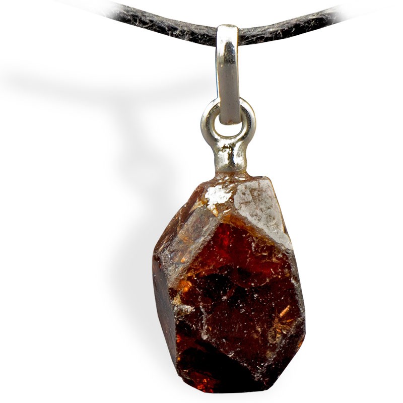 Pierre Zircon Hyacinthe rouge de Madagascar, pendentif attache argent