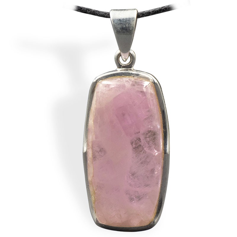 Kunzite, pendentif cerclé argent